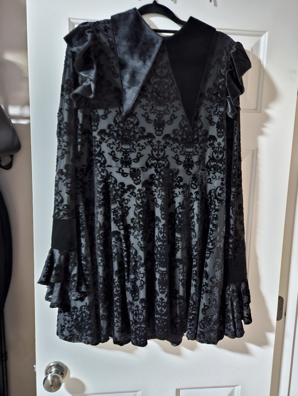 Killstar Black Velvet Burnout Long Sleeve Jacket with Ruffled Cuffs